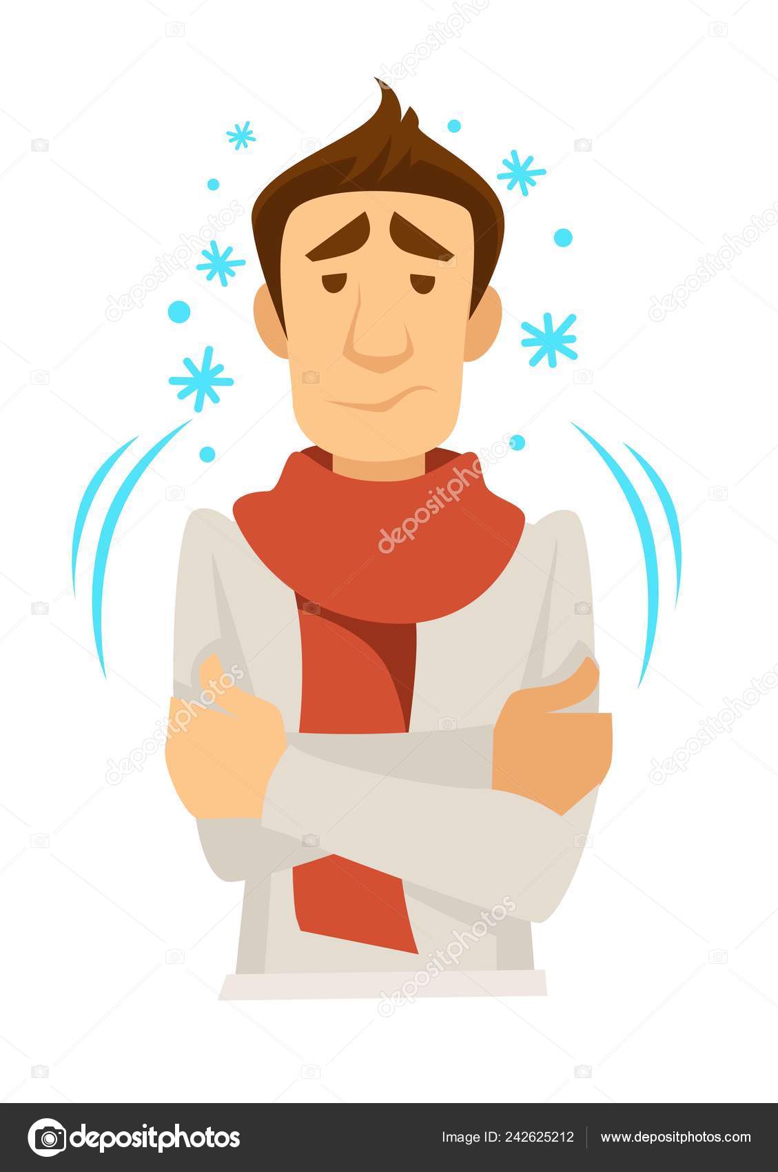 Shivering Trembling Man Scarf Cold Vector Fever Illness Disease Symptoms  Stock Illustration by ©Sonulkaster #242625212