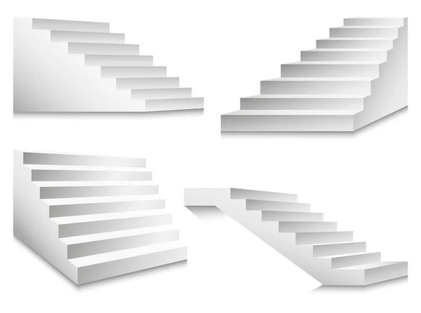 Trappen Trappen Ladders Van Het Podium Vector Geïsoleerde Witte Trap — Stockvector