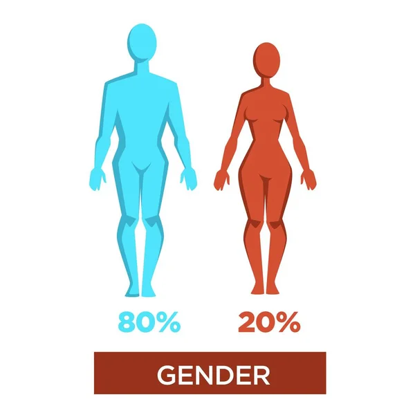 Гендерная Процентная Маскулинность Вектор Женственности Изолированные Мужские Женские Фигуры Тестостерон — стоковый вектор