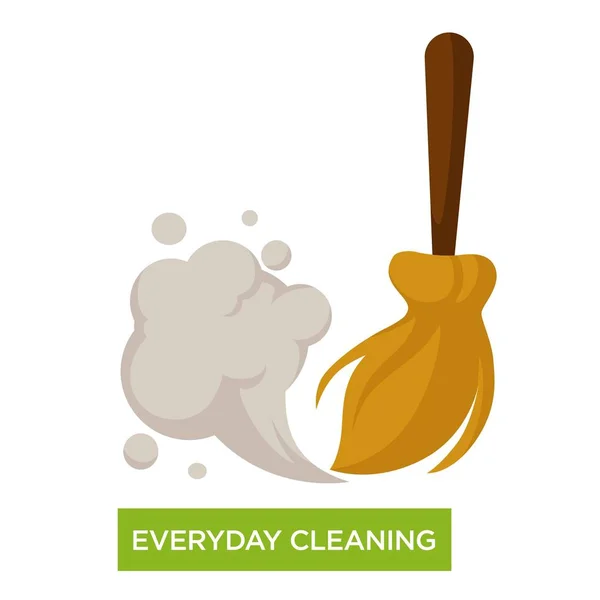 Sweeping Everyday Cleaning Healthcare Measure Vector Broomstick Dust Cloud Hygiene — Stock Vector