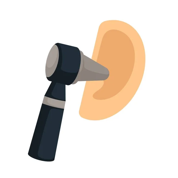 Otorhinolaryngology Ear Check Tool Otoscope Earache Treatment Vector Perception Organ — Stock Vector