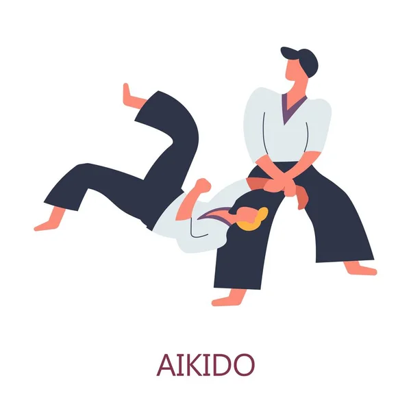 Japonský Sport Boje Stíhačů Kimono Bojové Vektor Orientálního Umění Boje — Stockový vektor