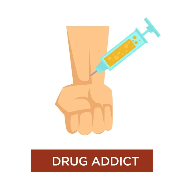 Narkotikamissbruk Drug Addict Spruta Och Ven Narkotiskt Ämne Vektor Hand — Stock vektor