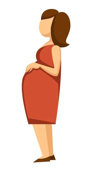 Femme Avec Ventre Attend Bébé Enceinte Isolé Personnage Féminin Vecteur — Image vectorielle