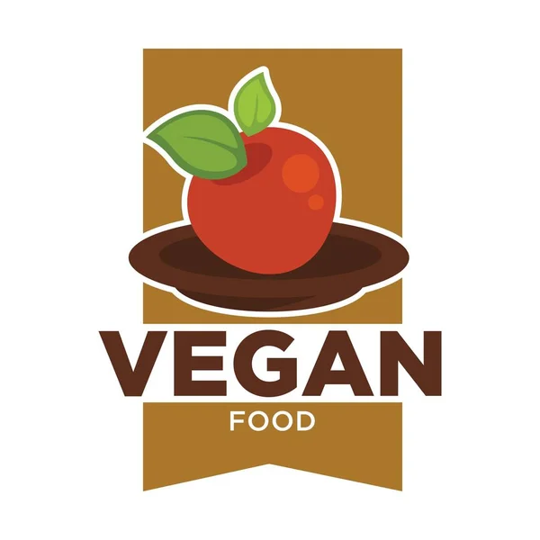 Vegán Étel Logó Vegetáriánus Kávézóban Vagy Menü Design Sablon Vektor — Stock Vector