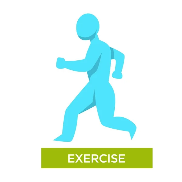 晨动运动隔离的人的身影矢量男性蓝色剪影跑步冲刺运动和健康的生活方式日常体育活动运动身体护理力量或力量运动员或跑步者 — 图库矢量图片