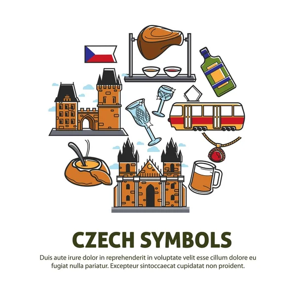 Europy Podróży Czeski Symboli Żywności Architektury Lub Kultury Wektor Wieża — Wektor stockowy