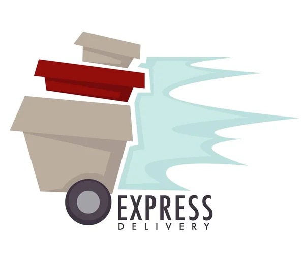 Cajas Paquetes Sobre Ruedas Express Delivery Service Alimentos Productos Transporte — Archivo Imágenes Vectoriales