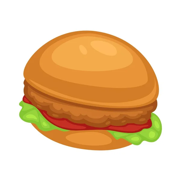 Fast Food Kip Hamburger Met Ketchup Saus Sla Salade Blad — Stockvector