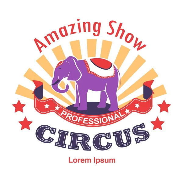 Circus Verbazingwekkende Show Met Getrainde Dieren Geïsoleerde Pictogram Olifant Kunstenaar — Stockvector