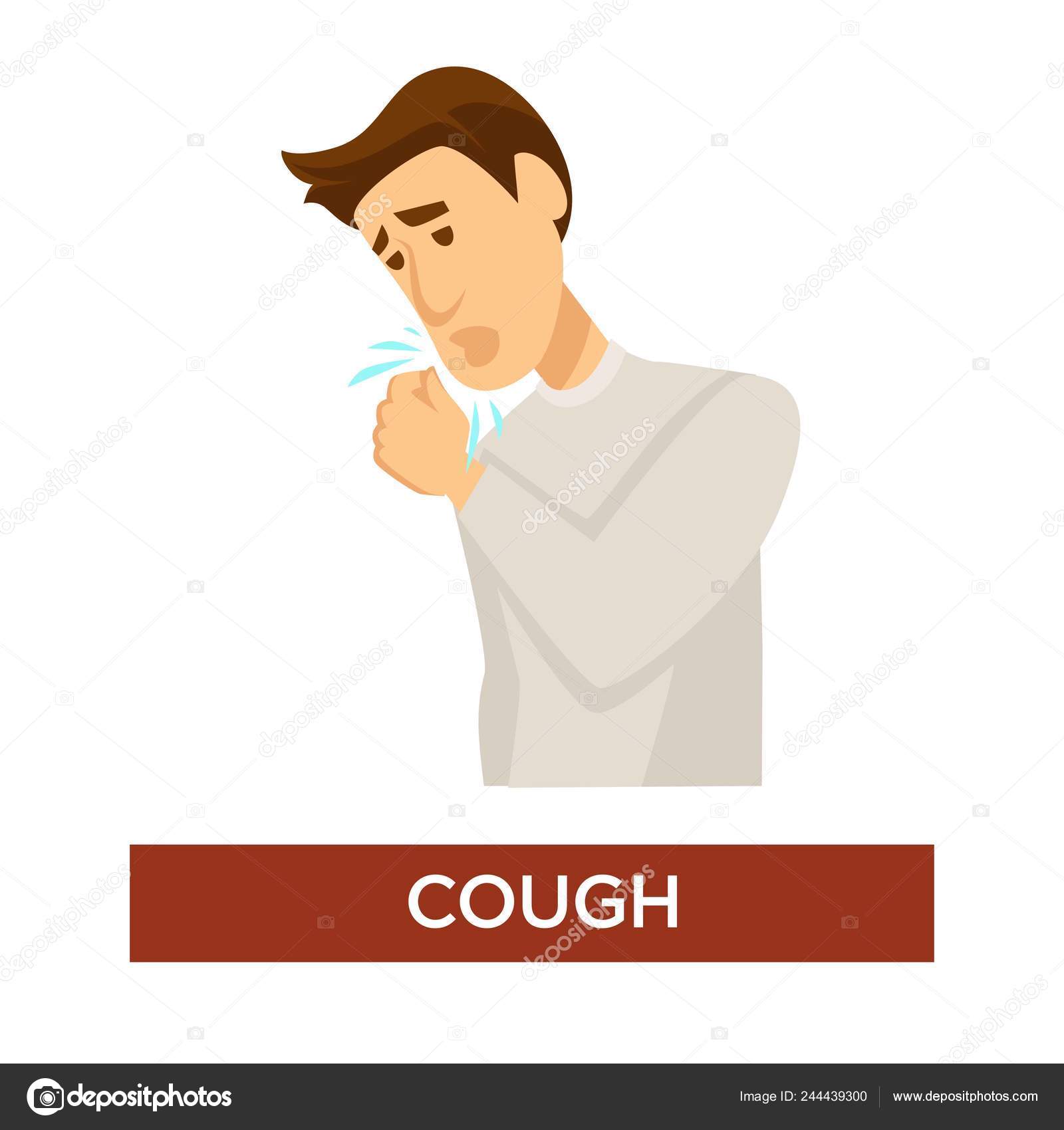 Cold Cough Symptom Sore Throat Disease Illness Vector Isolated Male
