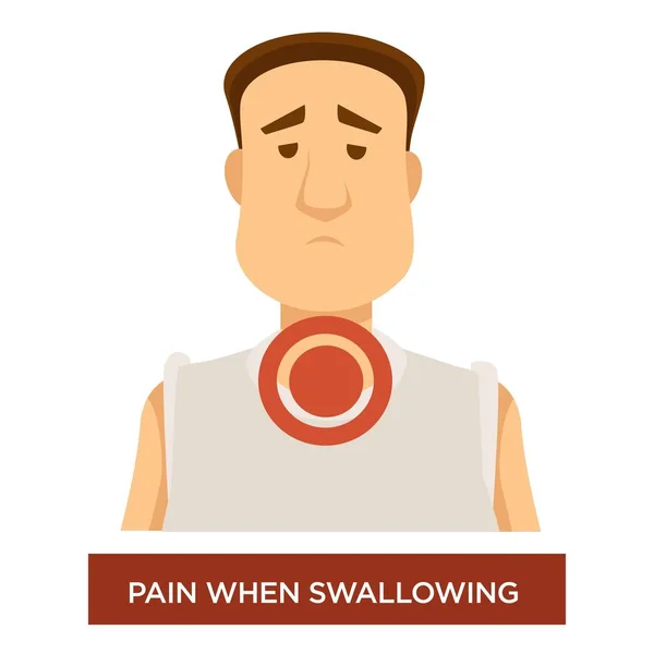 Erkältung Oder Grippe Halsschmerzen Beim Schlucken Entzündungsvektor Isoliert Männlichen Charakter — Stockvektor