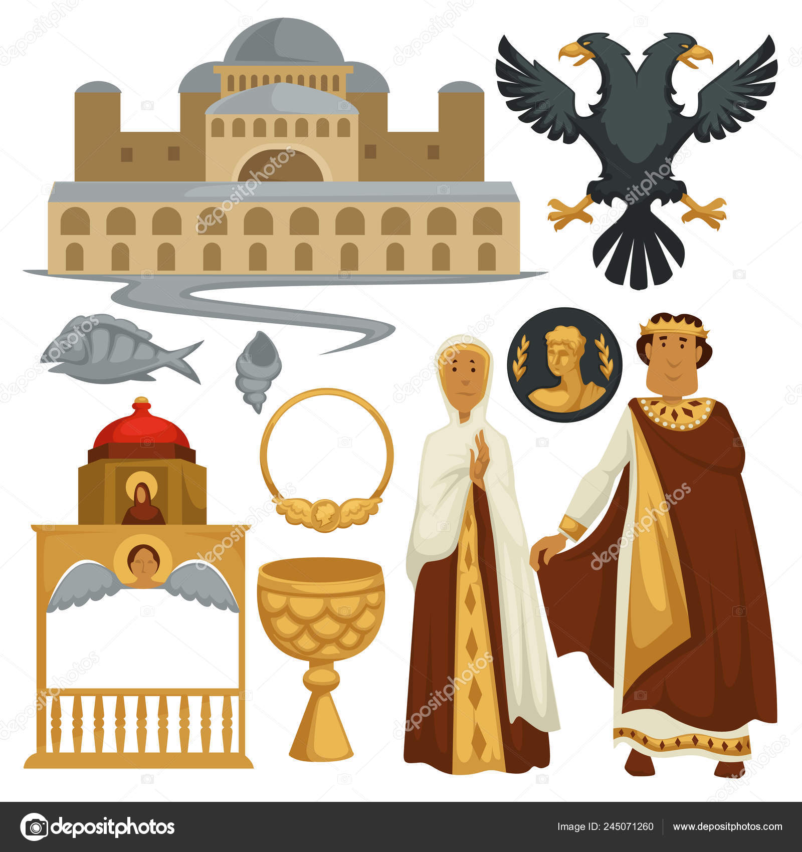 Древняя Византийская История Символизирует Геральдику Архитектуры.