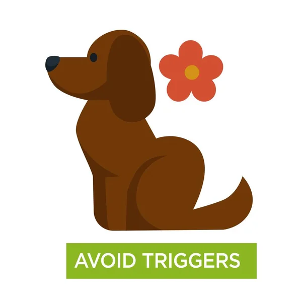 Asthma Trigger Avoid Dogs Fur Flowers Allergy Vector Breathing Problem — Stock Vector