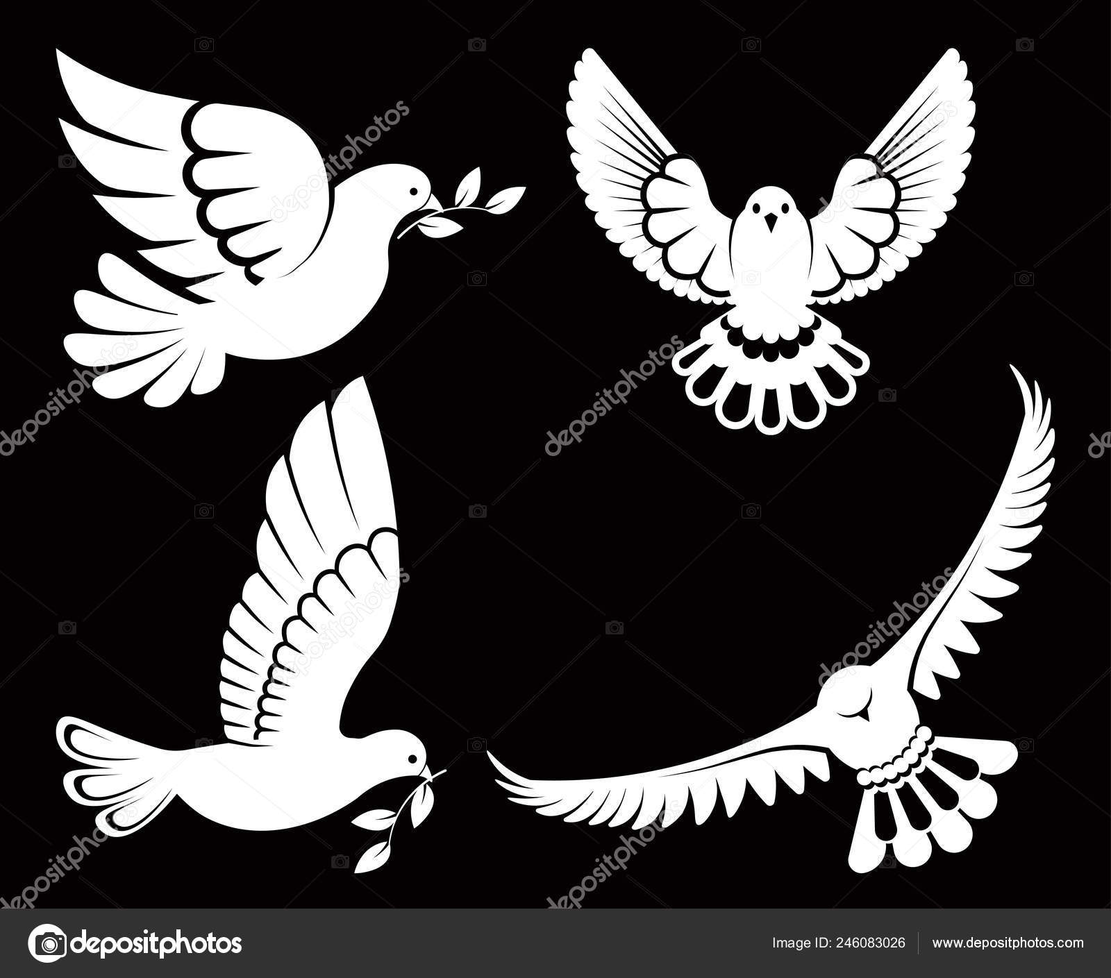 A Set Of Ten Doves Are Flying Logo Template Or Icon Isolated Symbol Of  Freedom Of The World Or Postal Delivery And Tattoo Vector Illustration  Royalty Free SVG Cliparts Vectors And Stock