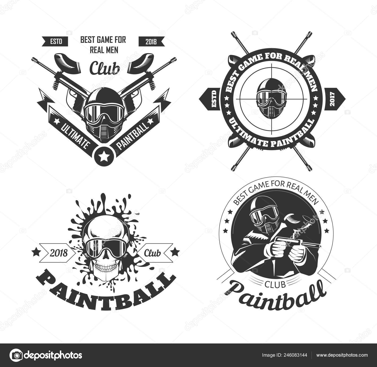 Paintball Game Sport Club Logo Templates Gamer Shooting Target Paint Stock Vector by ©Sonulkaster 246083144