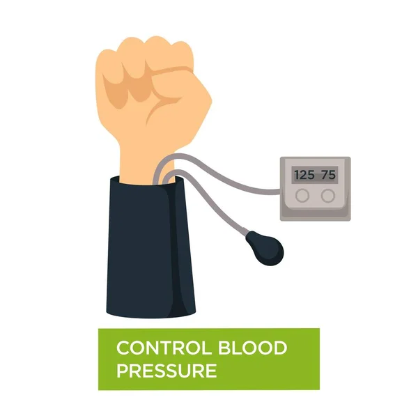 Cardiologie Controle Bloeddruk Hart Gezondheidscontrole Vector Geïsoleerde Arm Medisch Hulpmiddel — Stockvector