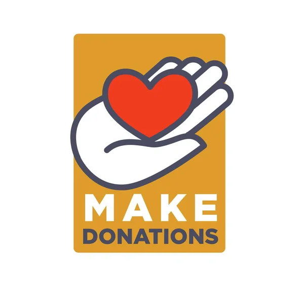 Plantilla Logotipo Mano Corazón Para Donación Social Organización Acción Benéfica — Vector de stock