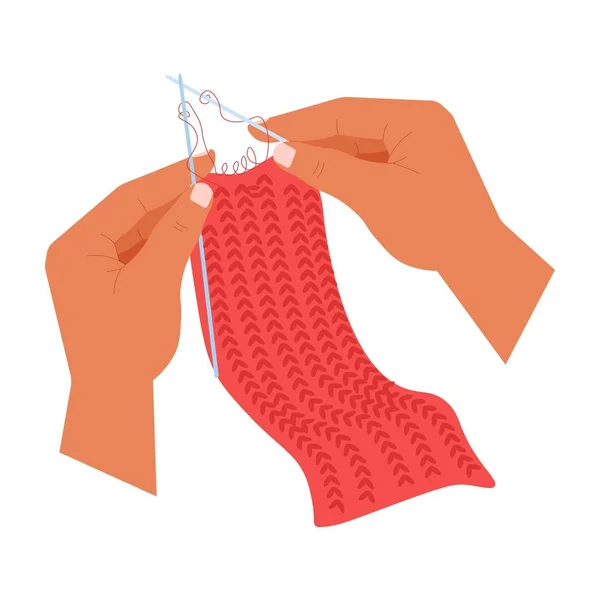 Ремесленные Руки Вязание Спицы Хобби Шерстяные Нити Векторной Одежды Ручной — стоковый вектор