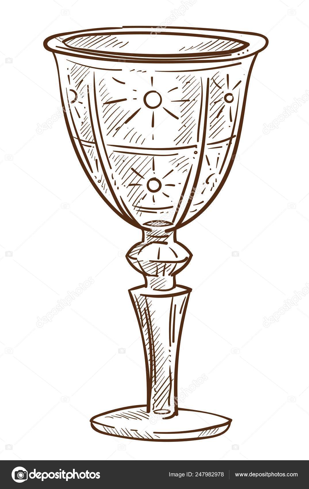 Draw glass cup crystal water liquid Royalty Free Vector