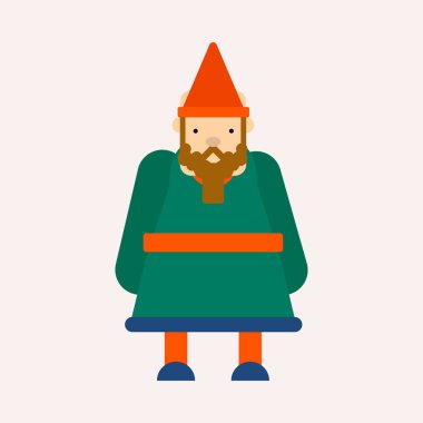 GNOME koni şapka masal izole erkek karakter vektör cüce kısa adam sakal fantastik kitap hayali yaratık bahçıvan sihirli dünya güçlü madenci savaşçı veya fantastik yardımcı mitolojisi ile.