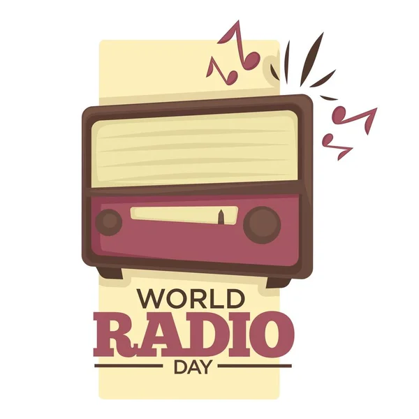 Musique Vacances Monde Radio Jour Isolé Vecteur Icône Médias Divertissement — Image vectorielle