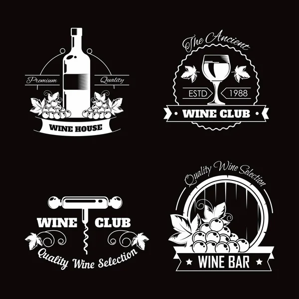 Шаблоны Логотипов Винного Клуба Набор Этикеток Винного Бара Векторная Бутылка — стоковый вектор