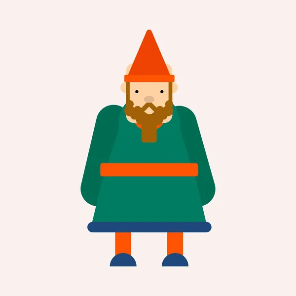 Конусовой Шляпе Сказки Одинокий Мужчина Персонаж Короткий Человек Бородой Фэнтези — стоковый вектор
