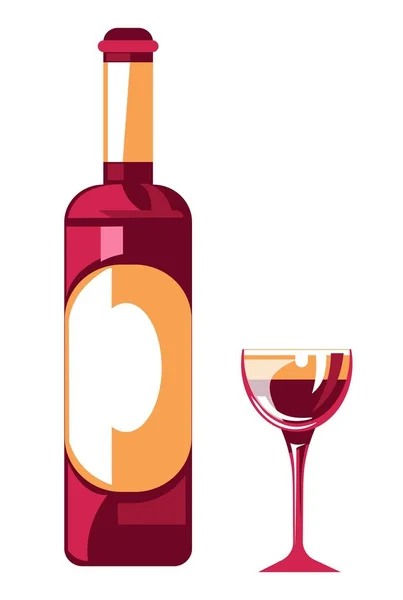 Wijnbouw Wijn Fles Glas Biologische Boerderij Product Vector Winery Druiven — Stockvector