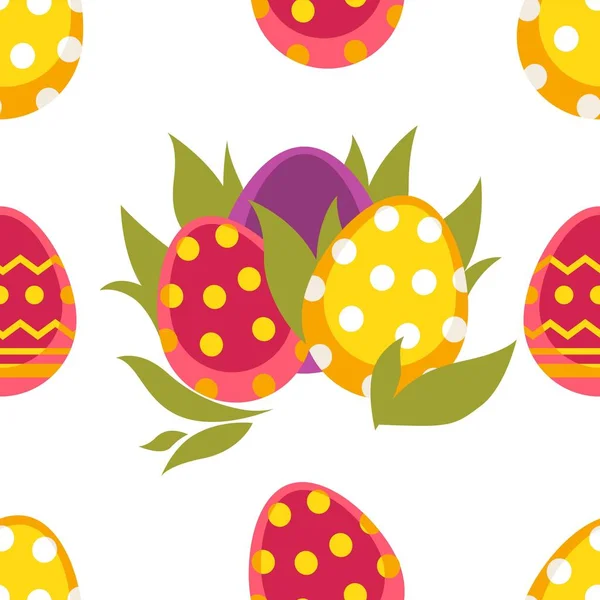 Voorjaar Pasen Vector Naadloze Patroon Met Kleurrijke Eieren — Stockvector