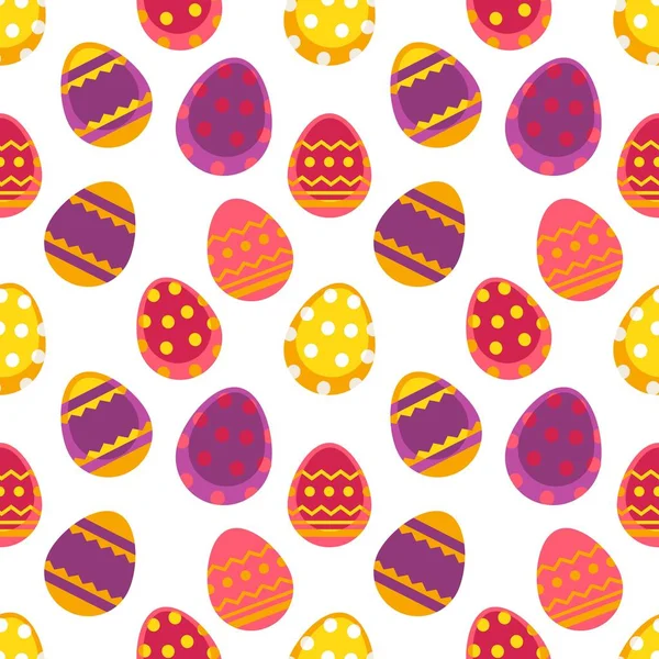 Eier Und Vögel Huhn Und Blumen Ostern Nahtlose Muster Vektor — Stockvektor