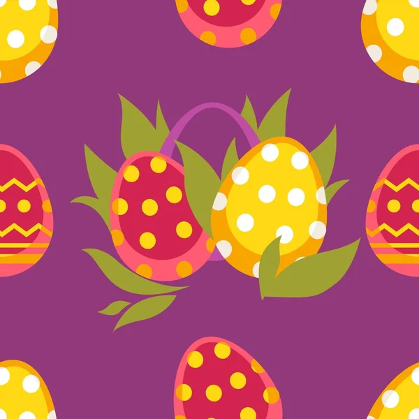 Primavera Pascua Vector Patrón Sin Costura Con Huevos Colores — Archivo Imágenes Vectoriales