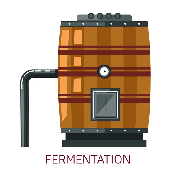 Elaboración Vino Fermentación Barril Uva Alcohol Bebida Producción Vectores Bayas — Archivo Imágenes Vectoriales