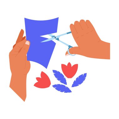 Makas ve kağıt kesme ve uygulama ile hobi el