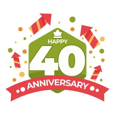 40 yıldönümü izole simge doğum günü kutlamaları havai fişek roketler