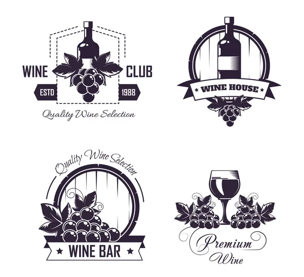 Wine club house logotyp mallar eller vintillverkning bar shop etikett set. — Stock vektor