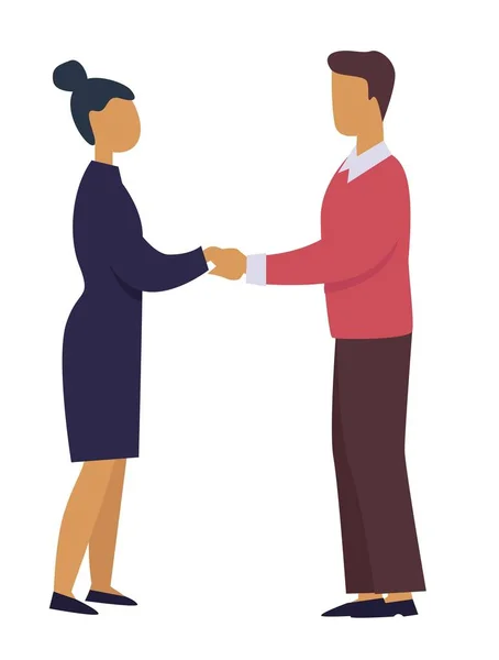 Obchodní profesionální vztah muže a ženy, drželi se za ruce — Stockový vektor