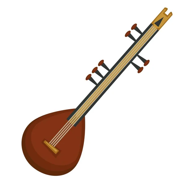 Objeto aislado de instrumento musical de cuerda sitar nacional indio — Vector de stock