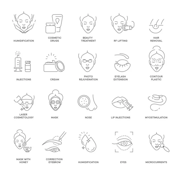 Kosmetologi keindahan dan prosedur spa Terisolasi outline ikon - Stok Vektor