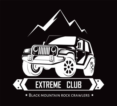 Off-Road 4 x 4 extreme araba kulübü logo şablonlar. Vektör simgesi