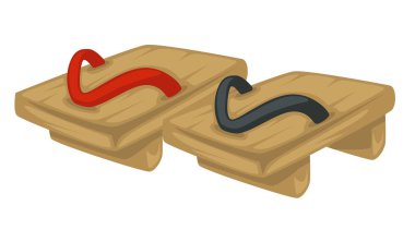 Japon ayakkabı ahşap flip flop veya geta yalıtılmış nesne