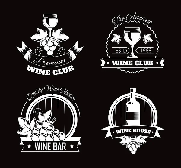 Wine club house logo templates or winemaking bar shop label set. — Stock Vector