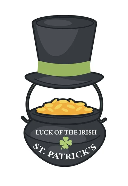 Chapeau et or Saint Patrick en chaudron — Image vectorielle