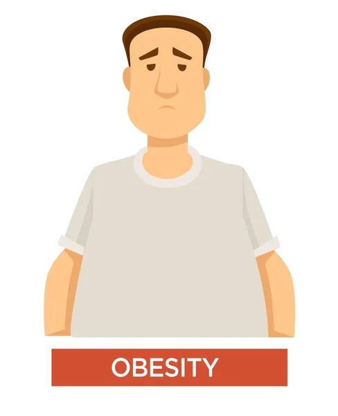 Παχυσαρκία πρόβλημα υπέρβαρα και υπερκατανάλωση τροφής απομονωμένο αρσενικό χαρακτήρα — Διανυσματικό Αρχείο