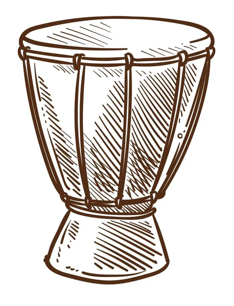 Afrikaanse drums djembe muziekinstrument uit Afrika pictogram — Stockvector