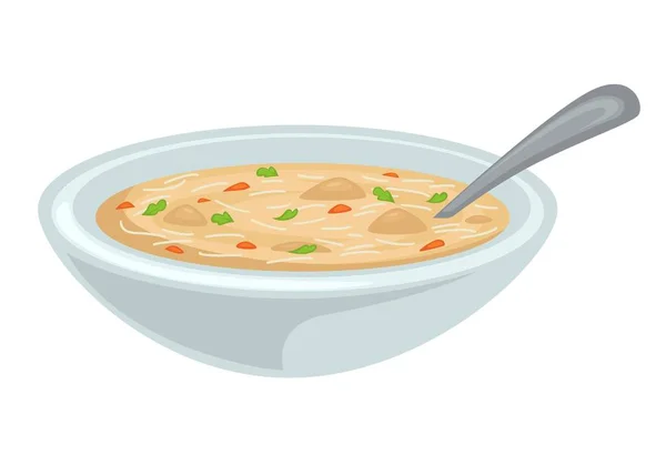 Caldo de pollo o caldo sopa de pollo plato aislado — Vector de stock