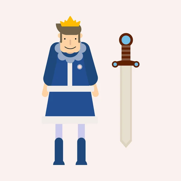 戴皇冠和宝石装饰的剑的国王 — 图库矢量图片