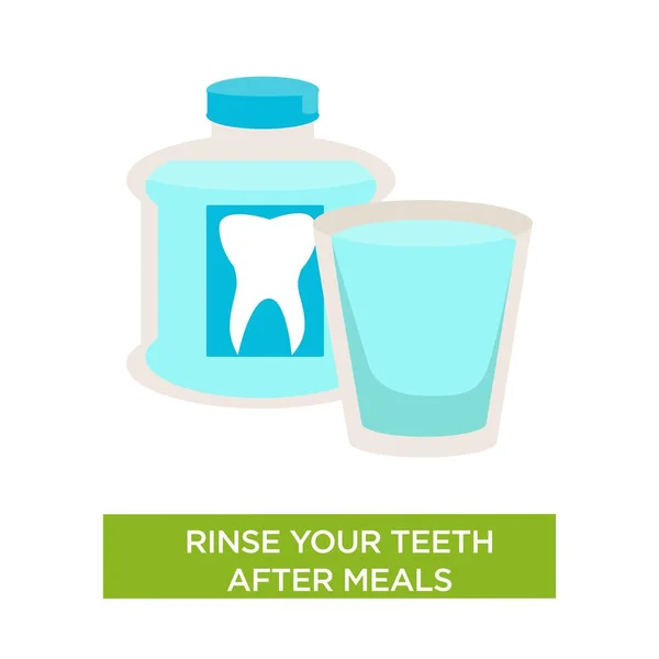 Rincer les dents après le repas soins dentaires hygiène de la cavité buccale — Image vectorielle