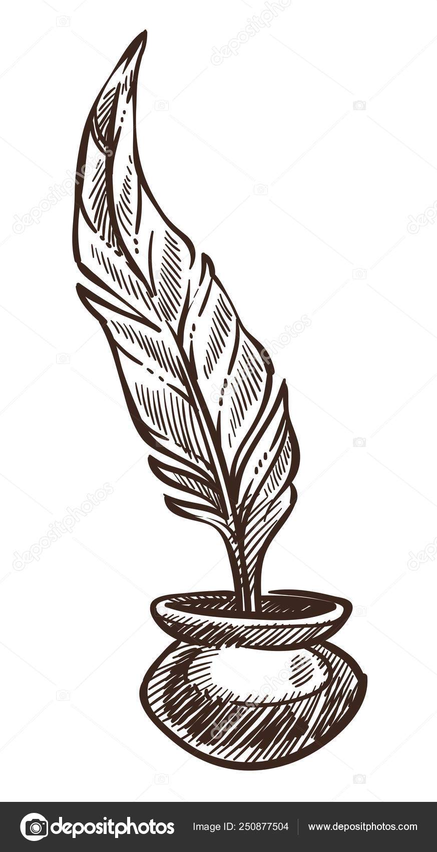 Ink pot icon simple sign drawing Royalty Free Vector Image