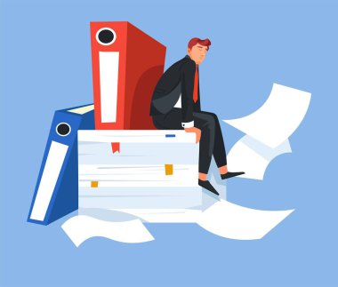 Adam documens kazık klasörleri mali rapor iş yükünü üzerinde